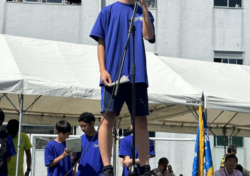 さあはじまりました、2024年中学体育祭。実行委員長のあいさつです。　